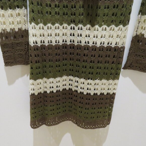 DOLLS KILL DELIA'S Striped Stunner Crochet Knit Cardigan Khaki Punk Goth NWT - Picture 14 of 15